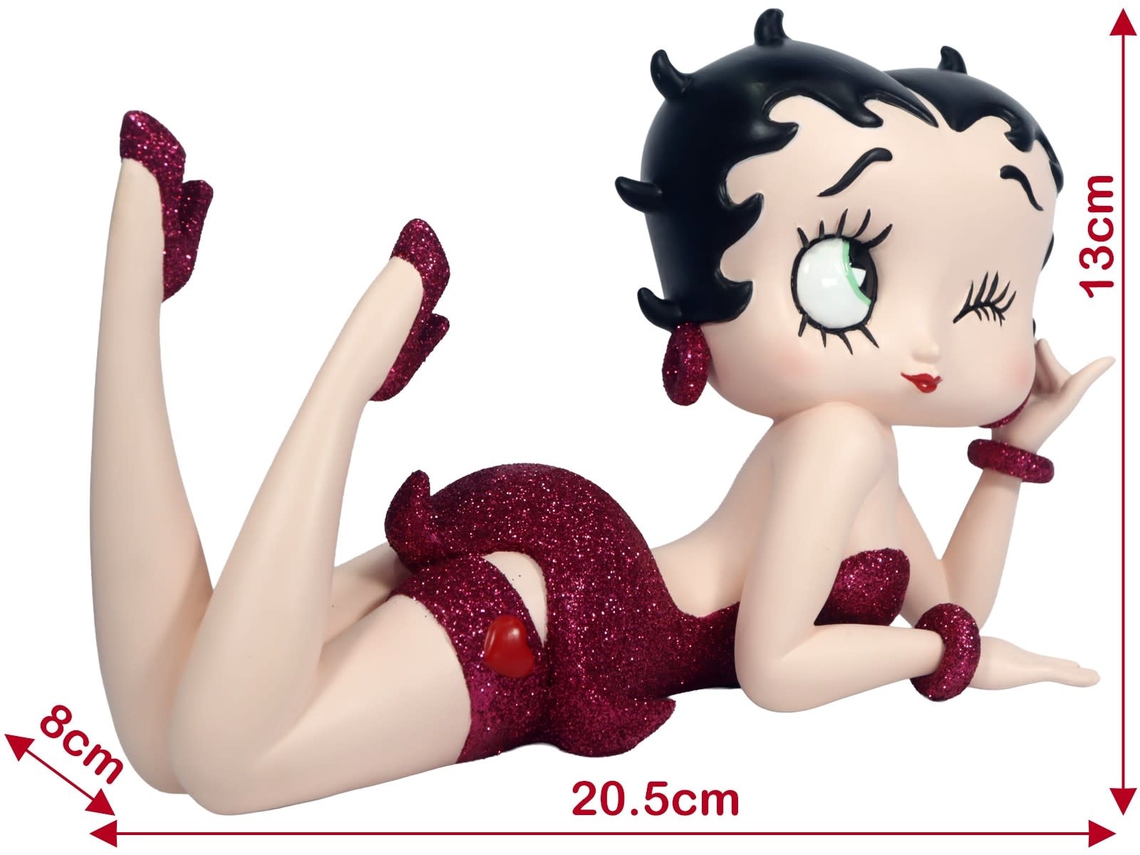 Figurine: Betty Boop Lying Down Pink Fuchsia Glitter Dress