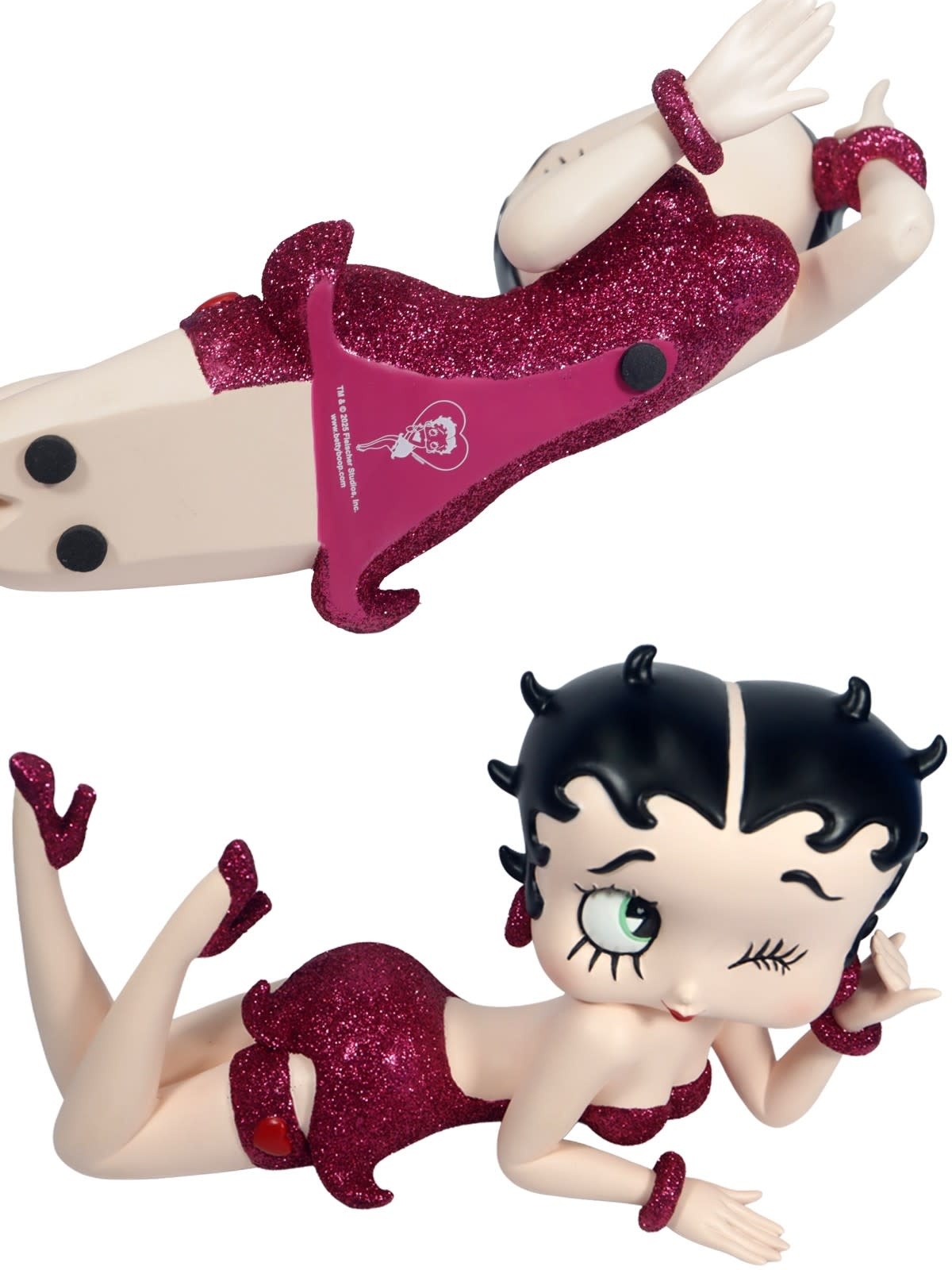 Figurine: Betty Boop Lying Down Pink Fuchsia Glitter Dress