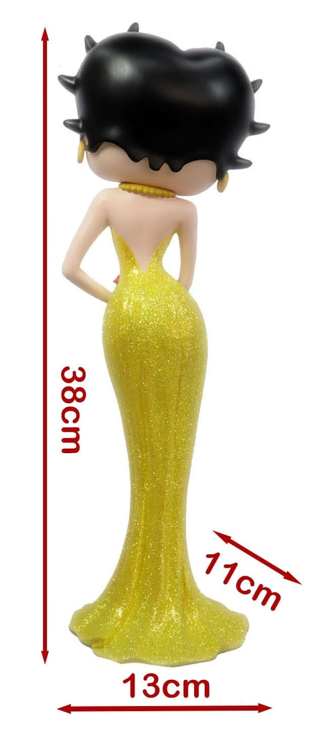 Figurine: Betty Boop Holding Flowers Yellow Glitter Dress