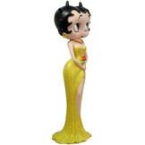 Figurine: Betty Boop Holding Flowers Yellow Glitter Dress