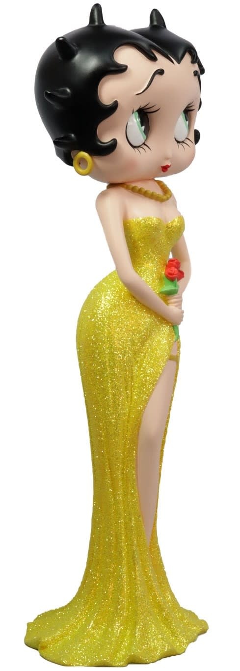 Figurine: Betty Boop - Holding Flowers Yellow Glitter Dress
