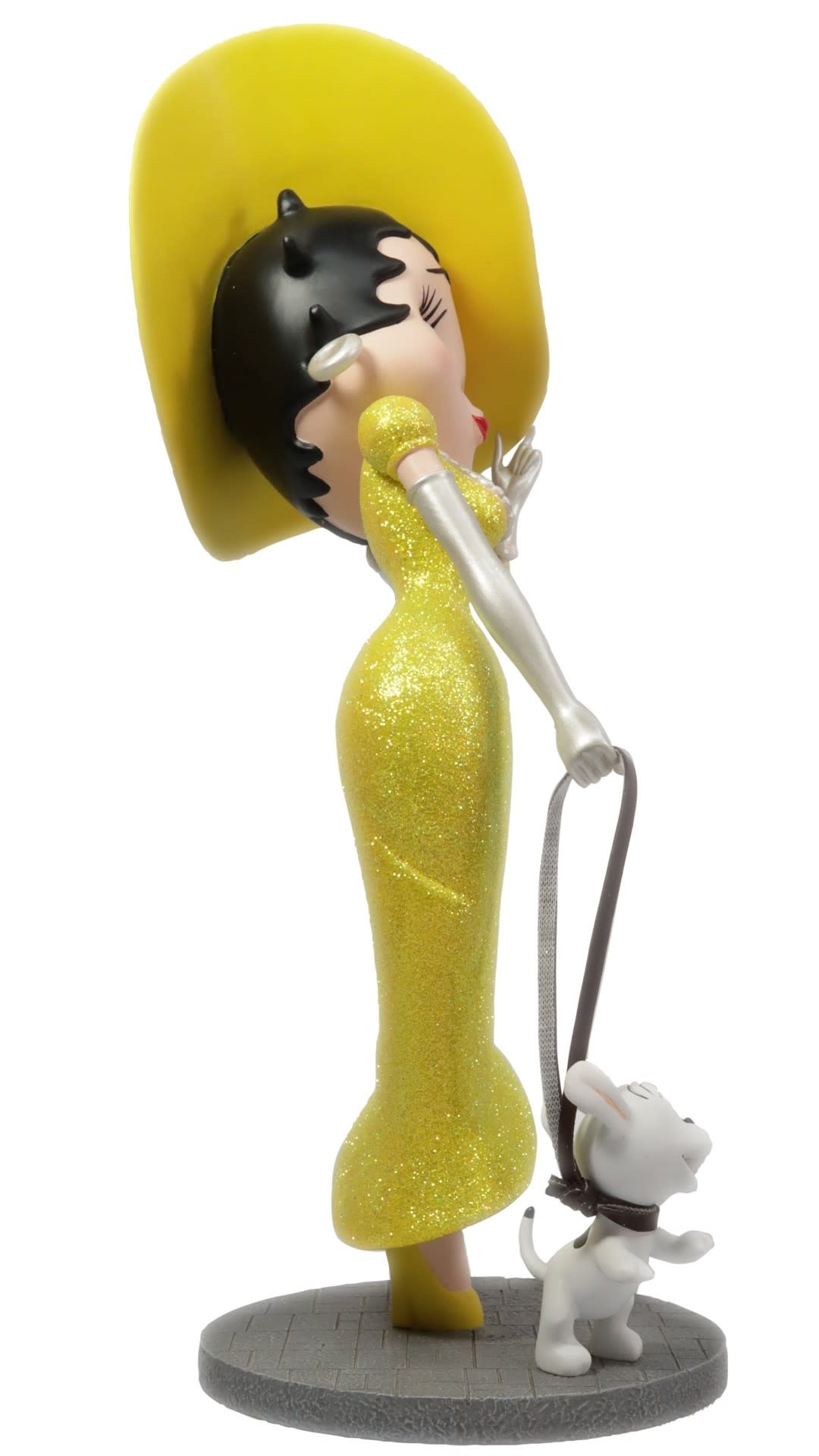 Figurine: Betty Boop Walking Pudgy Yellow Glitter Dress