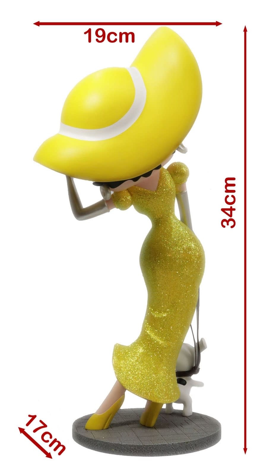 Figurine: Betty Boop Walking Pudgy Yellow Glitter Dress