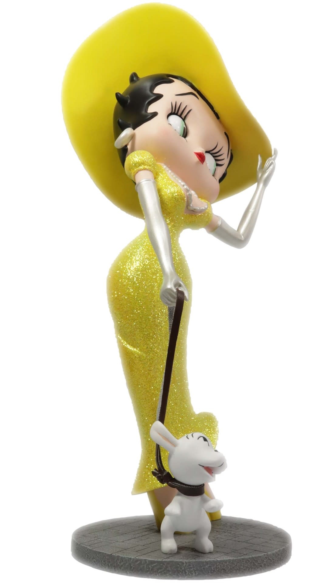 Figurine: Betty Boop Walking Pudgy Yellow Glitter Dress