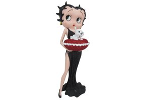 Figurine: Betty Boop With Red Glitter Pillow Box (Black Dress)