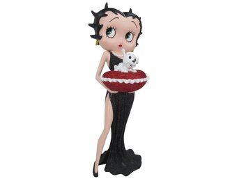 Figurine: Betty Boop With Red Glitter Pillow Box (Black Dress)