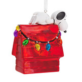 Kerstornament:  Snoopy - On Holiday - Doghouse Blown Glass