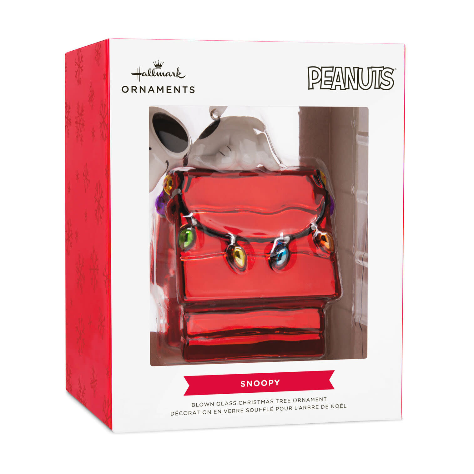 Kerstornament:Peanuts® Snoopy-on Holiday - Doghouse Blown -Glass