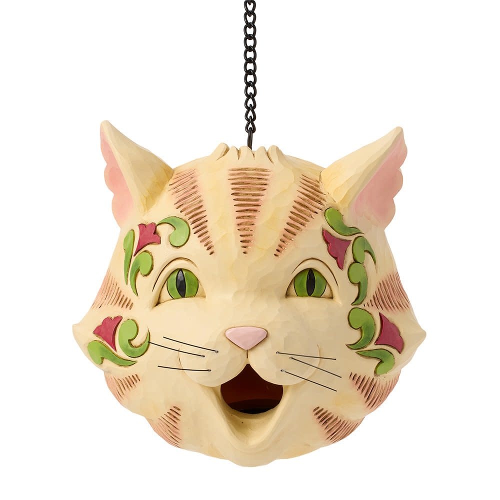 Vogelhuisje: Birdhouse Cat Figurine by Heartwood Creek