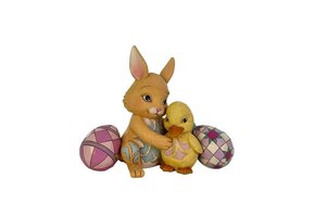 Figurine: Easter Bunny Hugging Duckling by Heartwood Creek
