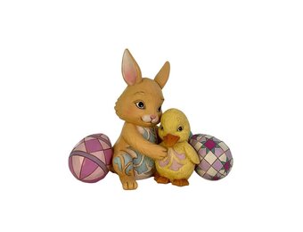 Figurine: Easter Bunny Hugging Duckling by Heartwood Creek