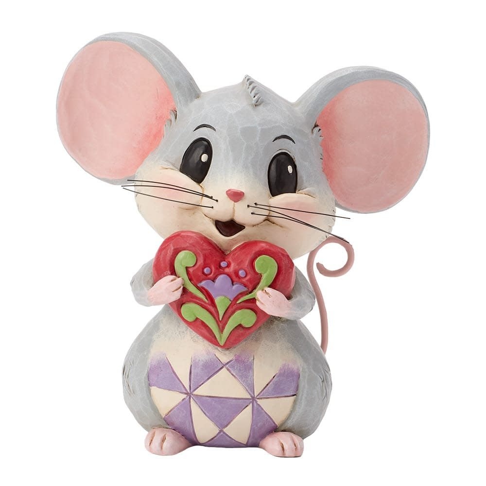 Figurine: Mouse Holding A Heart - by Heartwood Creek