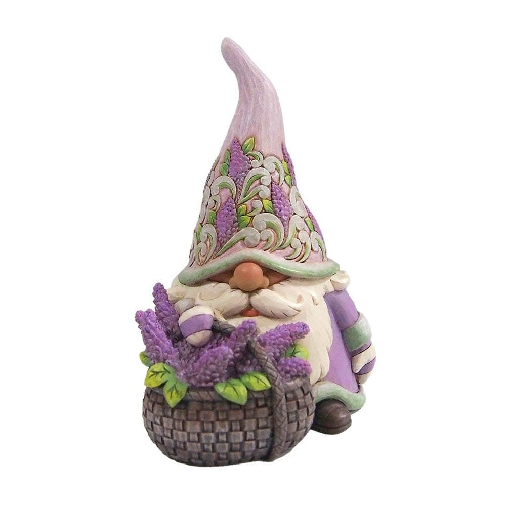 Gnome: Gnome W Basket Of Lilac Figurine by Heartwood Creek