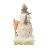 Figurine: Snowman Holding Fawn - White Woodland