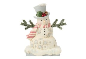 Figurine: White Woodland Snowman with Top Hat by Heartwood Creek