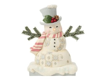 Figurine: White Woodland Snowman with Top Hat by Heartwood Creek