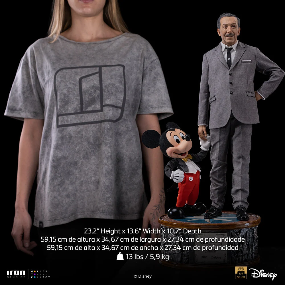 Figurine: Walt Disney & Mickey Mouse - Disney Classics - Legacy Replica 1/4 - Iron Studios RESERVERING (*)