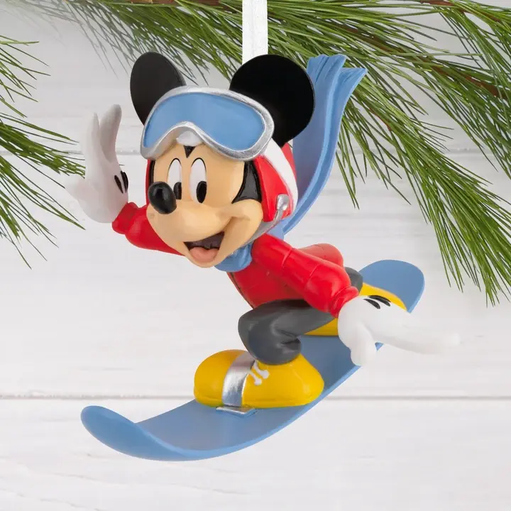 Kerstornament: Mickey Mouse - Snowboard