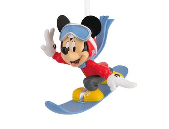 Kerstornament: Mickey Snowboard