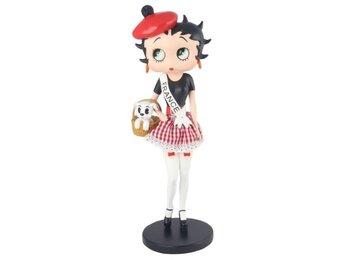 Figurine: Betty Boop In French Costume 31cm, With Fabric Checked Skirt