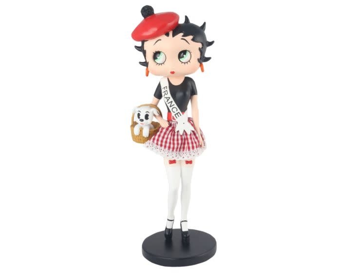 Figurine: Betty Boop In French Costume 31cm, With Fabric Checked Skirt