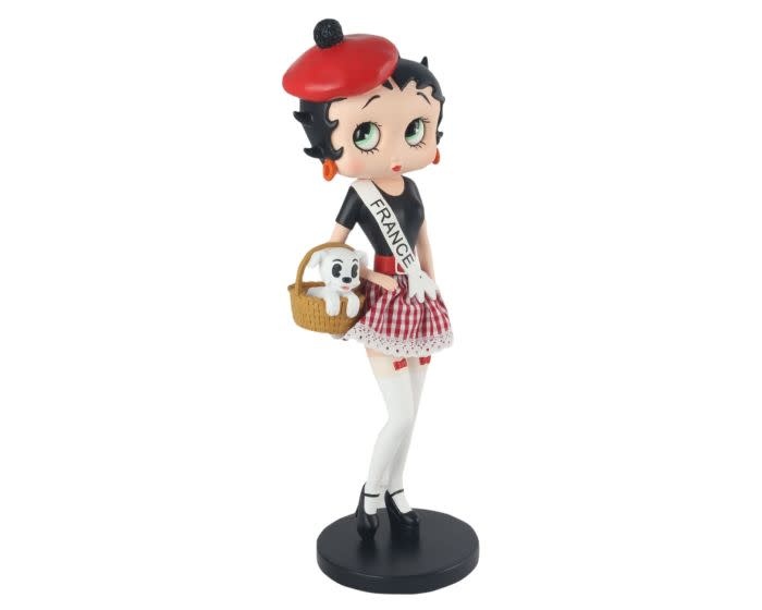Figurine: Betty Boop In French Costume 31cm, With Fabric Checked Skirt