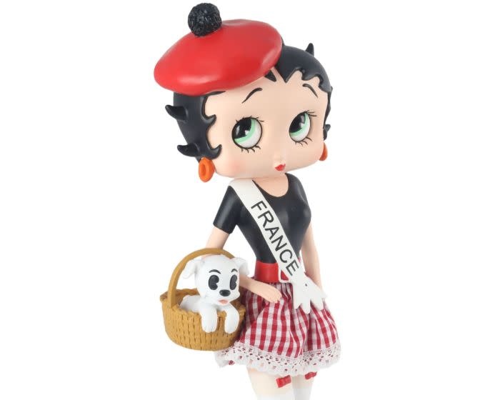 Figurine: Betty Boop In French Costume 31cm, With Fabric Checked Skirt