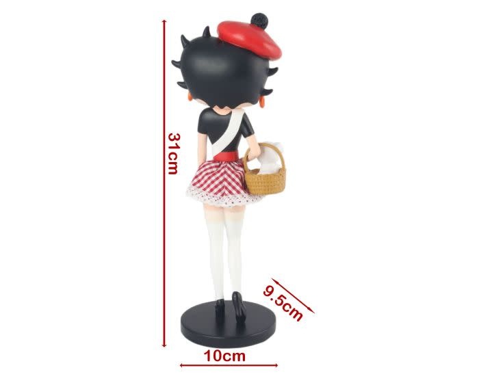 Figurine: Betty Boop In French Costume 31cm, With Fabric Checked Skirt
