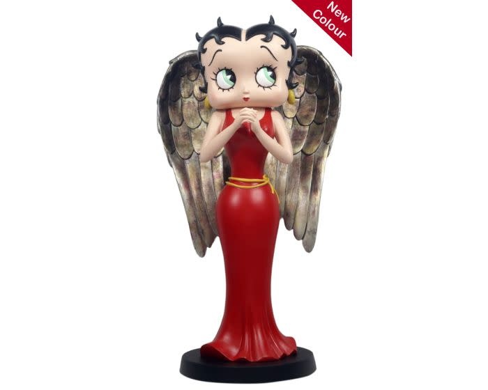 Figurine: Betty Angel in Red Robe with Antique Gold Wings