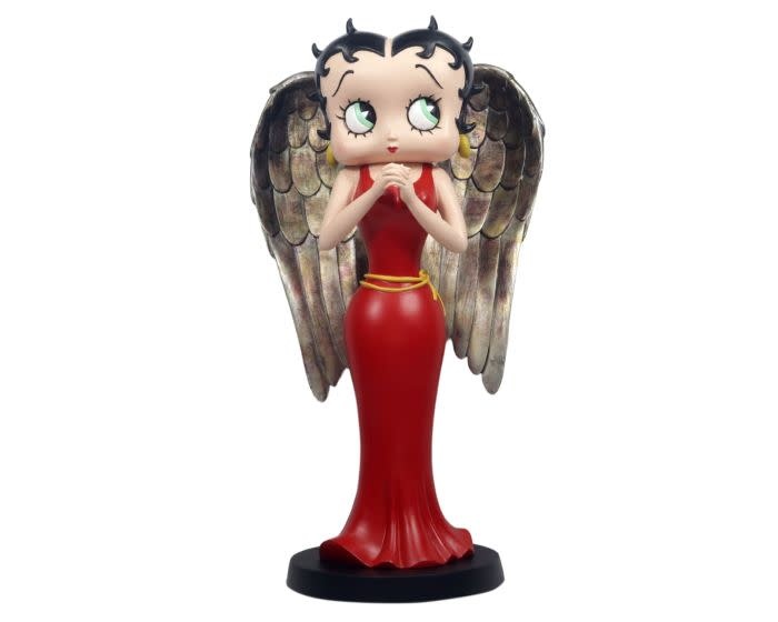 Figurine: Betty Angel in Red Robe with Antique Gold Wings