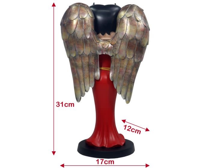 Figurine: Betty Angel in Red Robe with Antique Gold Wings