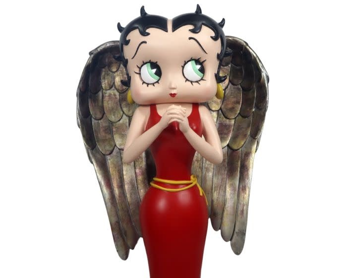 Figurine: Betty Angel in Red Robe with Antique Gold Wings