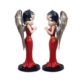 Figurine: Betty Angel in Red Robe with Antique Gold Wings