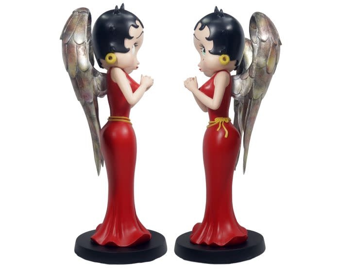 Figurine: Betty Angel in Red Robe with Antique Gold Wings