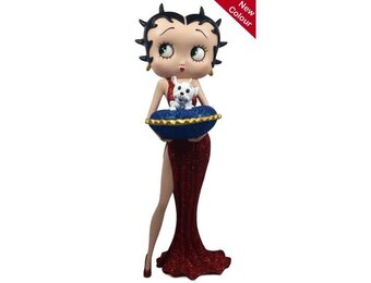 Figurine: Betty Boop With Blue Glitter Pillow Box (Red Dress)