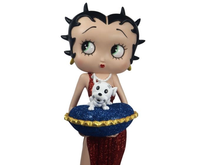 Figurine: Betty Boop With Blue Glitter Pillow Box (Red Dress)