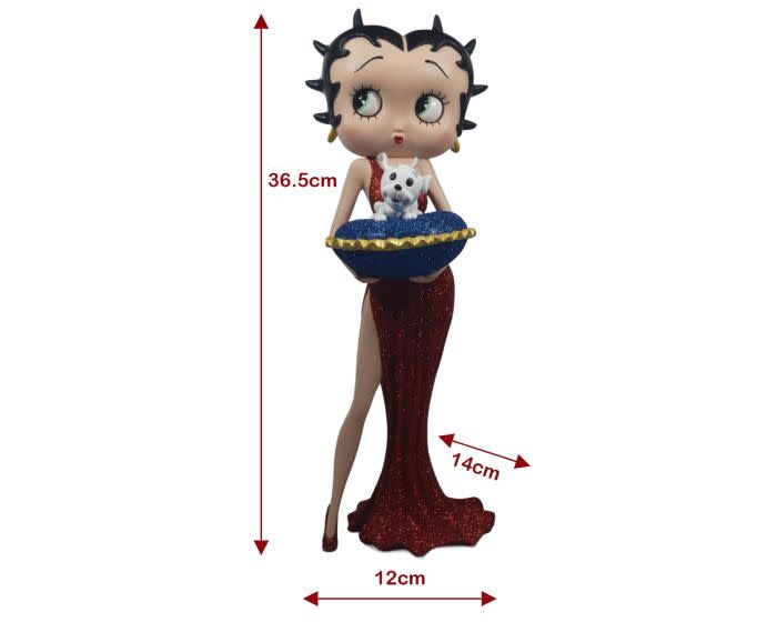 Figurine: Betty Boop With Blue Glitter Pillow Box (Red Dress)
