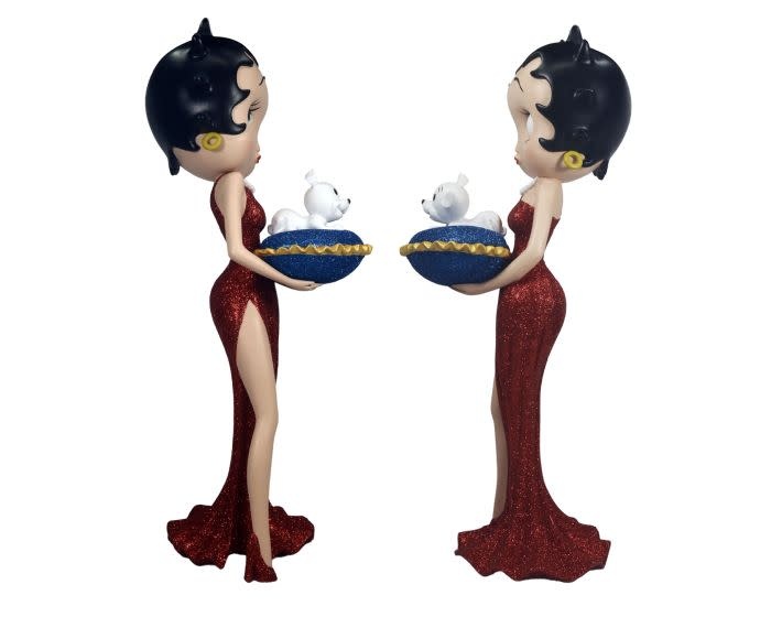 Figurine: Betty Boop With Blue Glitter Pillow Box (Red Dress)