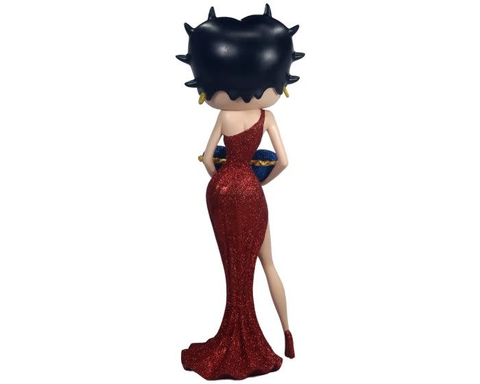 Figurine: Betty Boop With Blue Glitter Pillow Box (Red Dress)