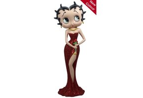 Figurine: Betty Boop Holding Flowers Red Glitter Dress