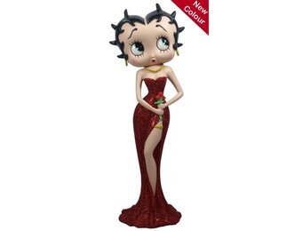 Figurine: Betty Boop Holding Flowers Red Glitter Dress
