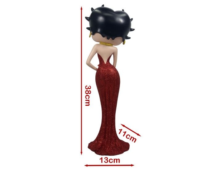 Figurine: Betty Boop Holding Flowers Red Glitter Dress