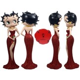 Figurine: Betty Boop Holding Flowers Red Glitter Dress