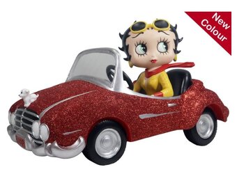 Figurine: Betty Boop In Sports Car - Red Glitter