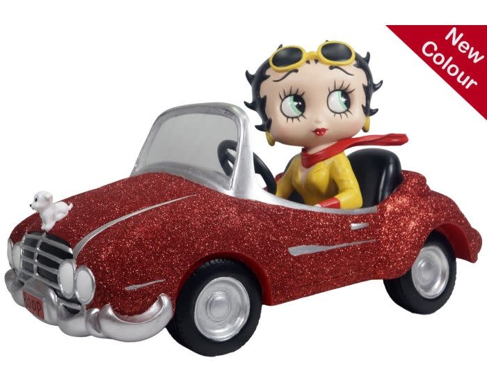 Figurine: Betty Boop In Sports Car - Red Glitter