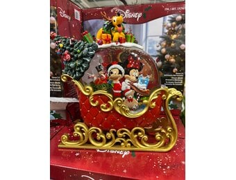 Figurine: Slee met snowglobe - Mickey, Minnie en Pluto