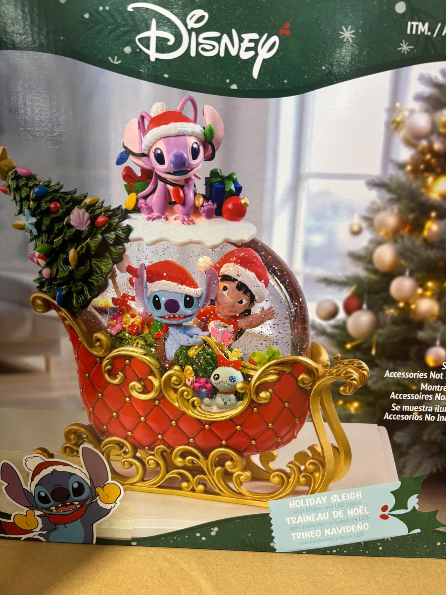 Figurine: Slee met Snowglobe - Stitch en Angel