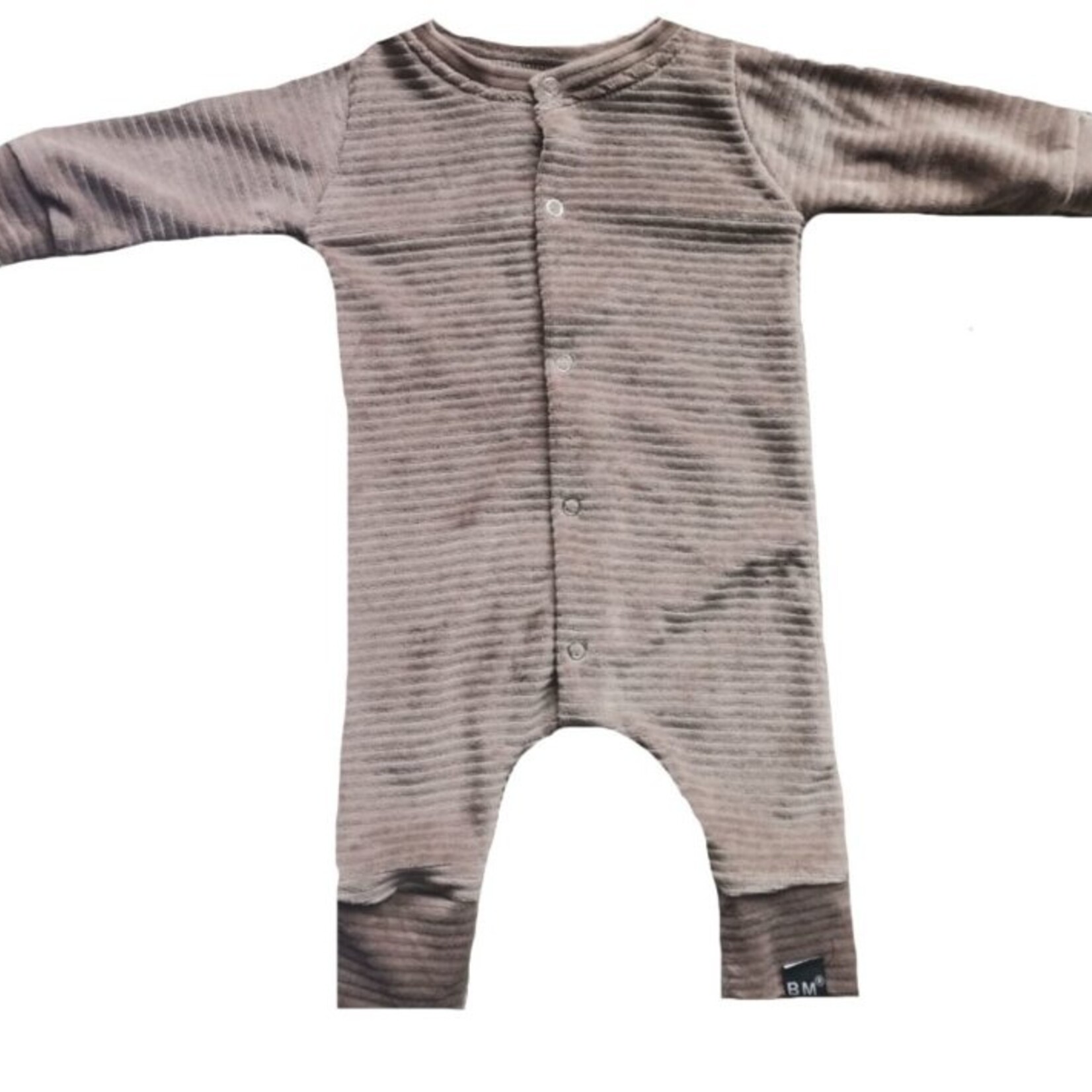 Rib taupe onesie (drukkers)
