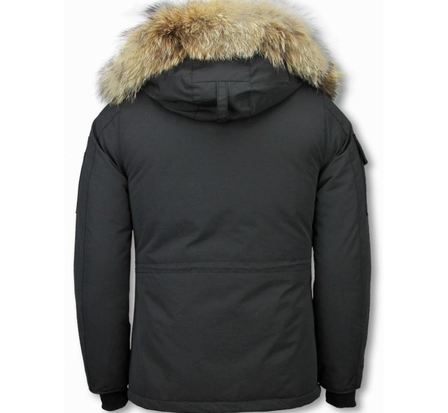 Dames Winterjas Halflang - Parka met Bontkraag - Zwart