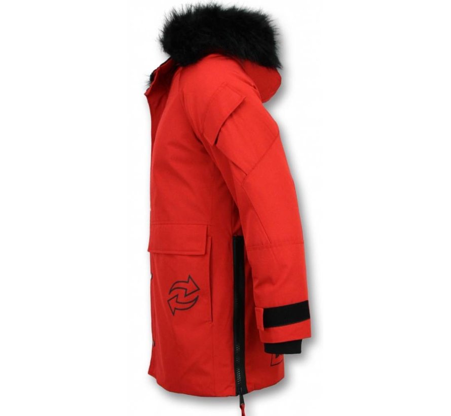 Heren Parka Winterjas - Gewatteerde Lange Jas - Rood